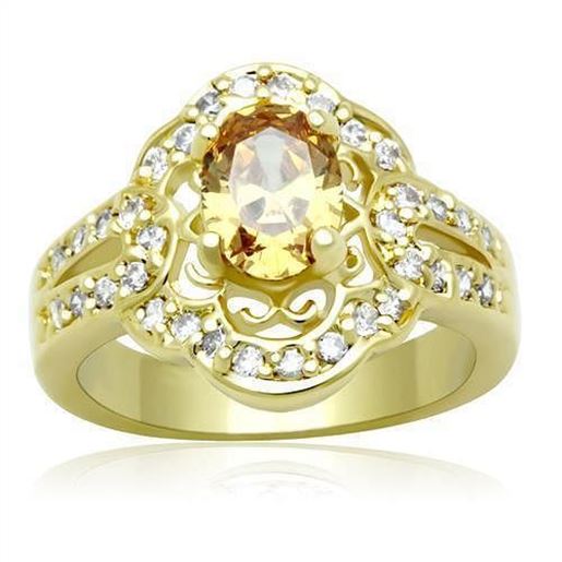 Picture of LO2100 - Brass Ring Gold Women AAA Grade CZ Champagne