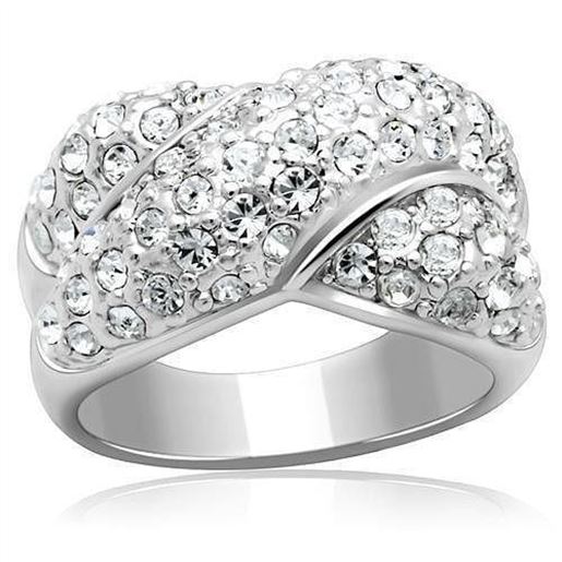 Picture of LO2101 - Brass Ring Rhodium Women Top Grade Crystal Clear