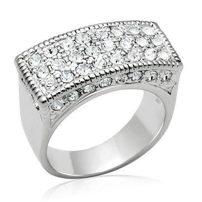 Picture of LO2103 - Brass Ring Rhodium Women Top Grade Crystal Clear