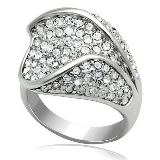 Picture of LO2105 - Brass Ring Rhodium Women Top Grade Crystal Clear