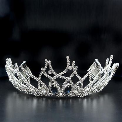 Picture of LO2106 - Brass Tiaras & Hair Clip Imitation Rhodium Women Top Grade Crystal Montana