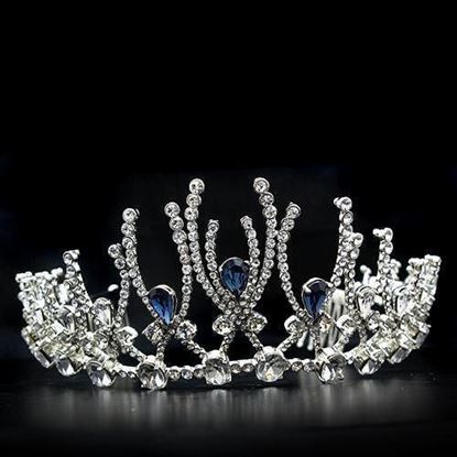 Picture of LO2107 - Brass Tiaras & Hair Clip Imitation Rhodium Women Top Grade Crystal Montana