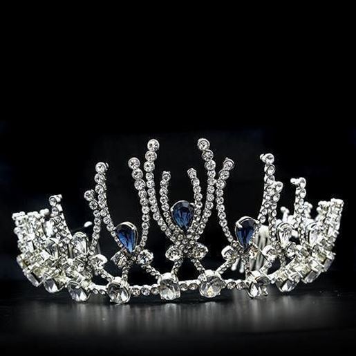 Picture of LO2107 - Brass Tiaras & Hair Clip Imitation Rhodium Women Top Grade Crystal Montana