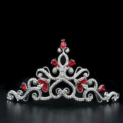 Picture of LO2109 - Brass Tiaras & Hair Clip Imitation Rhodium Women Top Grade Crystal Ruby