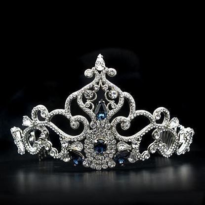 Picture of LO2110 - Brass Tiaras & Hair Clip Imitation Rhodium Women Top Grade Crystal Montana