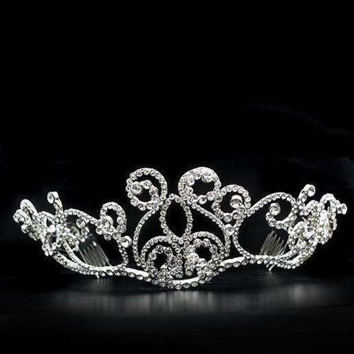 Picture of LO2113 - Brass Tiaras & Hair Clip Imitation Rhodium Women Top Grade Crystal Clear