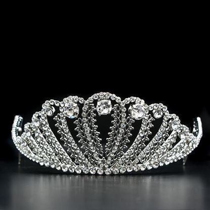 Picture of LO2114 - Brass Tiaras & Hair Clip Imitation Rhodium Women Top Grade Crystal Clear