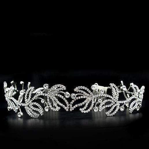 Picture of LO2115 - Brass Tiaras & Hair Clip Imitation Rhodium Women Top Grade Crystal Clear