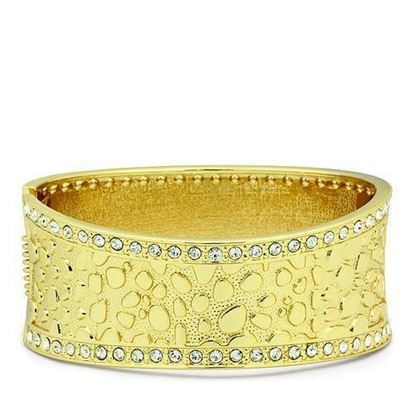 Picture of LO2119 - White Metal Bangle Flash Gold Women Top Grade Crystal Clear