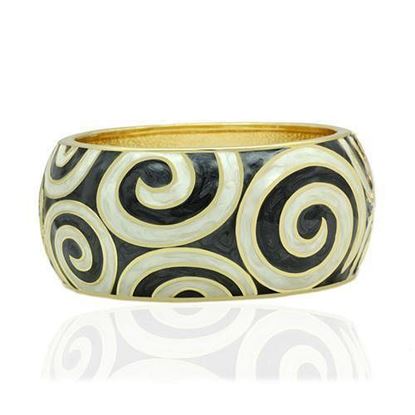 Picture of LO2126 - White Metal Bangle Flash Gold Women Epoxy No Stone