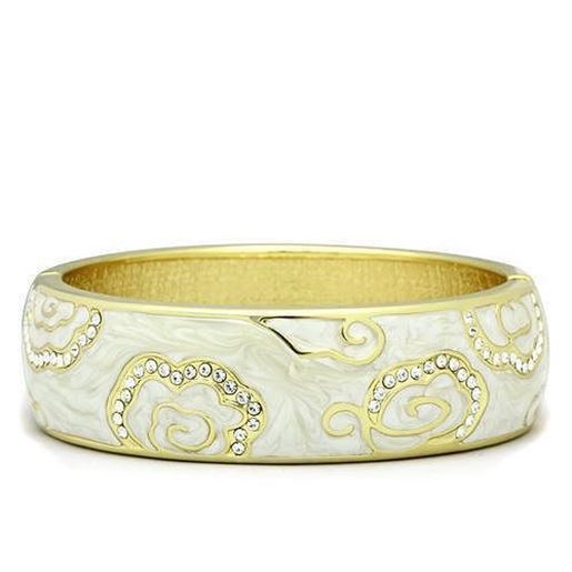 Picture of LO2131 - White Metal Bangle Flash Gold Women Top Grade Crystal Clear