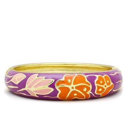 Picture of LO2133 - White Metal Bangle Flash Gold Women Epoxy No Stone