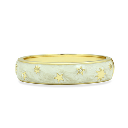 Picture of LO2146 - White Metal Bangle Flash Gold Women Top Grade Crystal Clear