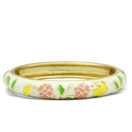 Picture of LO2149 - White Metal Bangle Flash Gold Women Epoxy No Stone