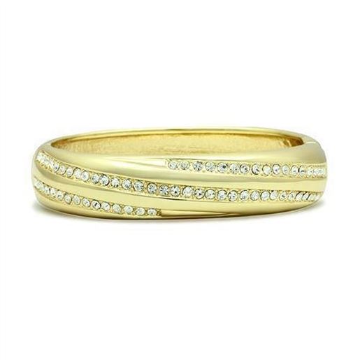 Picture of LO2150 - White Metal Bangle Flash Gold Women Top Grade Crystal Clear