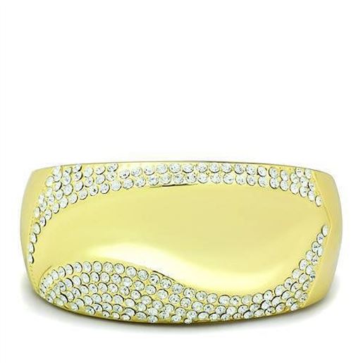 Picture of LO2155 - White Metal Bangle Flash Gold Women Top Grade Crystal Clear