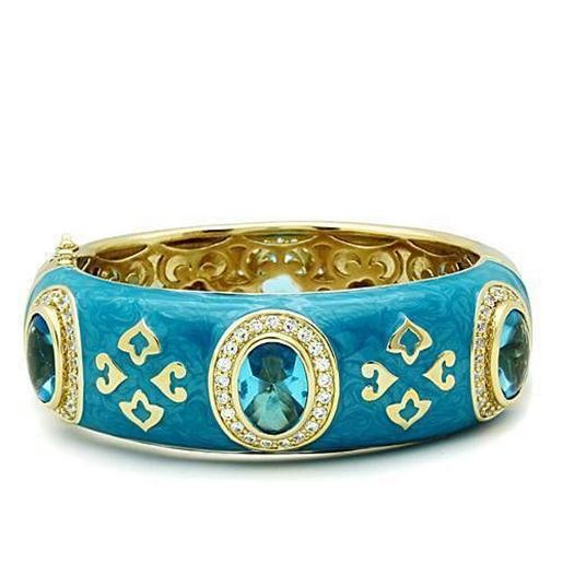 Picture of LO2250 - Brass Bangle Gold Women Synthetic Sea Blue