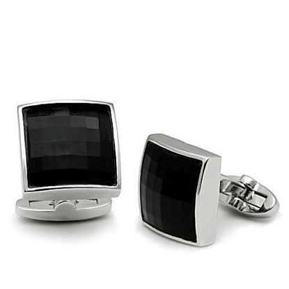 Picture of LO2297 - Brass Cufflink Rhodium Men Synthetic Jet