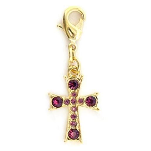 Picture of LO231 - Brass Pendant Gold Women Top Grade Crystal Amethyst