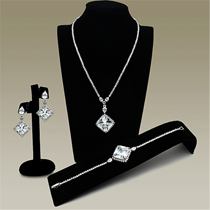 Picture of LO2341 - Brass Jewelry Sets Rhodium Women AAA Grade CZ Clear