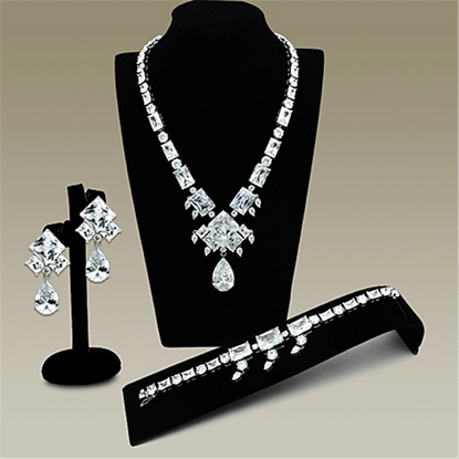 Picture of LO2353 - Brass Jewelry Sets Rhodium Women AAA Grade CZ Clear