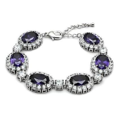 Picture of LO2359 - Brass Bracelet Rhodium Women AAA Grade CZ Amethyst