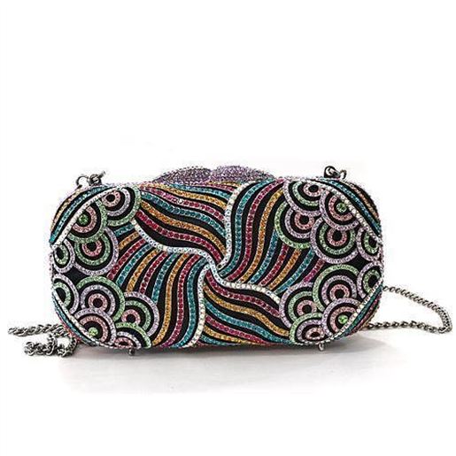 Picture of LO2365 - White Metal Clutch Imitation Rhodium Women Top Grade Crystal Multi Color