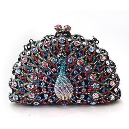 Picture of LO2370 - White Metal Clutch Ruthenium Women Top Grade Crystal Multi Color