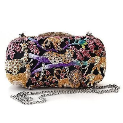 Picture of LO2373 - White Metal Clutch Gold Women Top Grade Crystal Multi Color