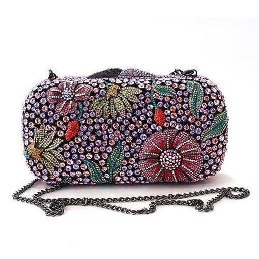 Picture of LO2374 - White Metal Clutch Ruthenium Women Top Grade Crystal Multi Color