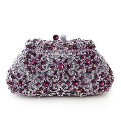 Picture of LO2376 - White Metal Clutch Imitation Rhodium Women Top Grade Crystal Multi Color