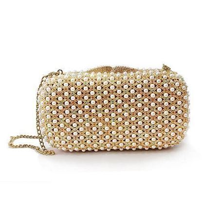 Picture of LO2377 - White Metal Clutch Gold Women Top Grade Crystal Multi Color