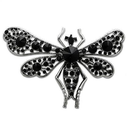 Picture of LO2391 - White Metal Brooches Imitation Rhodium Women Top Grade Crystal Jet