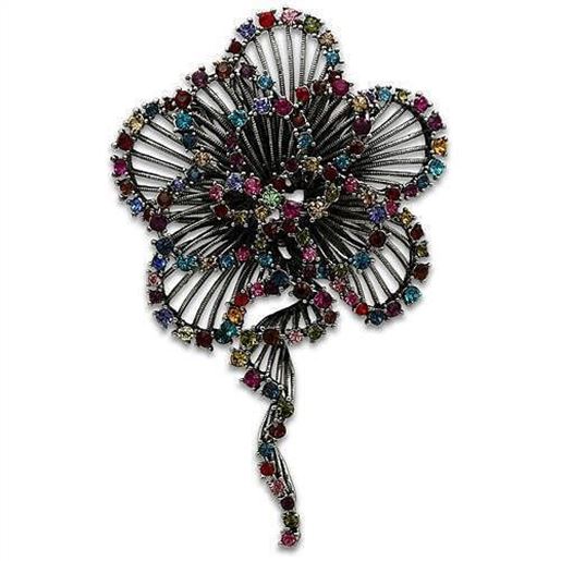 Picture of LO2395 - White Metal Brooches Imitation Rhodium Women Top Grade Crystal Multi Color