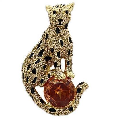 Picture of LO2399 - White Metal Brooches Gold Women AAA Grade CZ Champagne