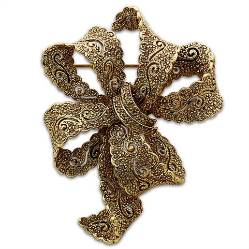 Picture of LO2403 - White Metal Brooches Gold Women Top Grade Crystal Citrine Yellow