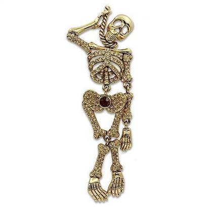 Picture of LO2409 - White Metal Brooches Gold Women Top Grade Crystal Multi Color