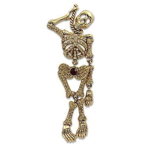 Picture of LO2409 - White Metal Brooches Gold Women Top Grade Crystal Multi Color