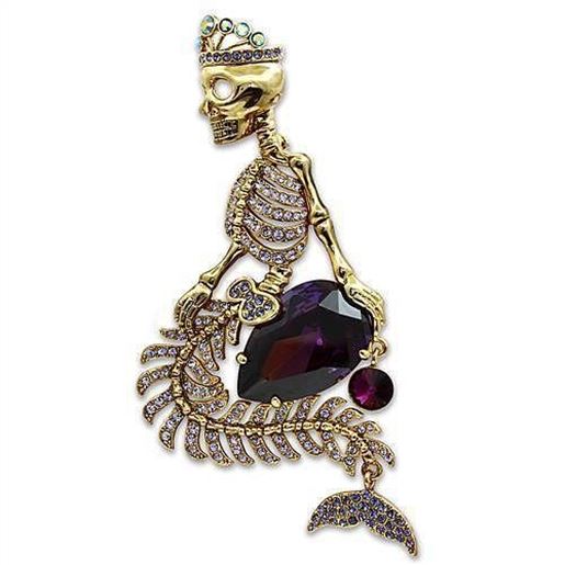 Picture of LO2412 - White Metal Brooches Gold Women AAA Grade CZ Amethyst