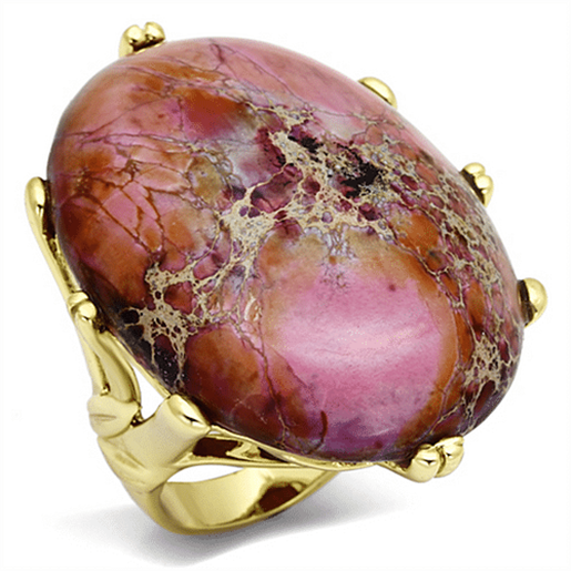 Picture of LO2432 - Brass Ring Gold Women Synthetic Light Amethyst