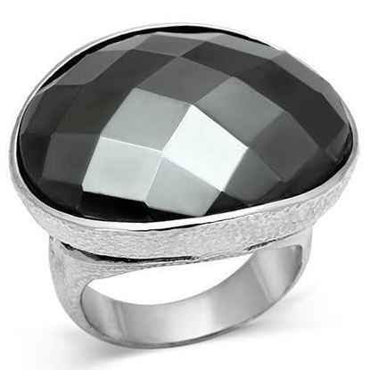 Picture of LO2470 - Brass Ring Rhodium Women Synthetic Hematite