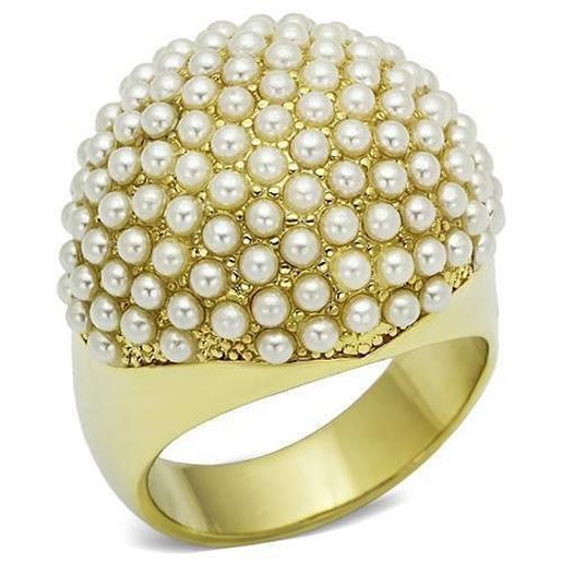 Picture of LO2471 - Brass Ring Gold Women Synthetic White