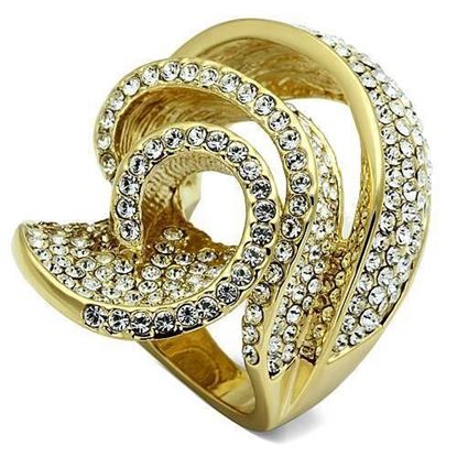 Picture of LO2472 - Brass Ring Gold Women Top Grade Crystal Light Smoked