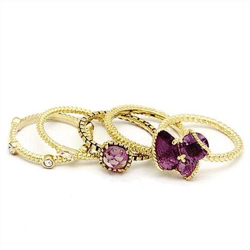 Picture of LO2502 - Brass Ring Gold Women Synthetic Amethyst