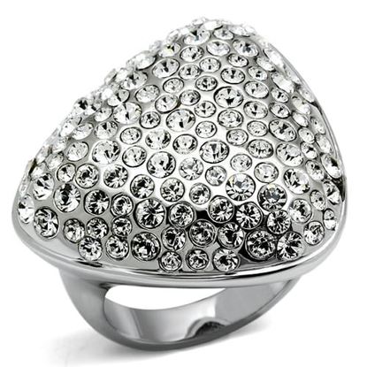 Picture of LO2515 - Brass Ring Rhodium Women Top Grade Crystal Clear