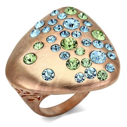 Picture of LO2535 - Brass Ring Rose Gold Women Top Grade Crystal Multi Color