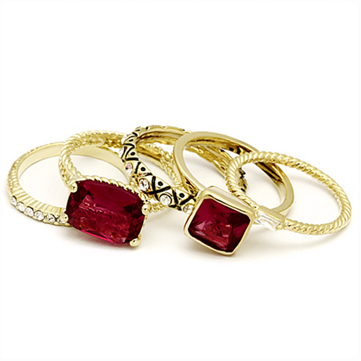 Picture of LO2548 - Brass Ring Gold Women Synthetic Ruby