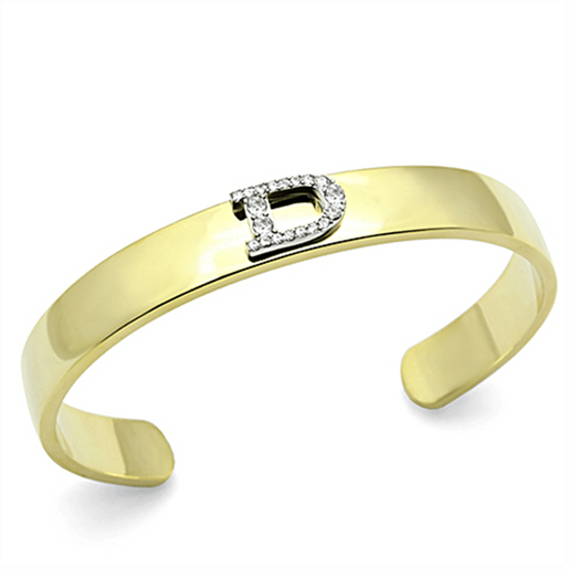 Picture of LO2573 - White Metal Bangle Gold+Rhodium Women Top Grade Crystal Clear