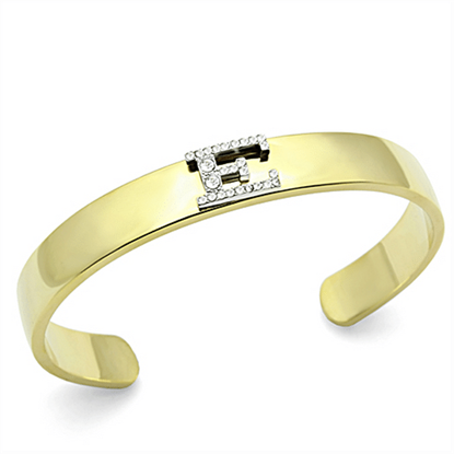 Picture of LO2574 - White Metal Bangle Gold+Rhodium Women Top Grade Crystal Clear