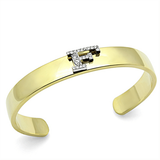 Picture of LO2575 - White Metal Bangle Gold+Rhodium Women Top Grade Crystal Clear